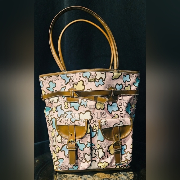 Tous Handbag Bag Tote Kaos Leather Multicolor Multi Bear Patchwork Logo LTD ED - Picture 2 of 15